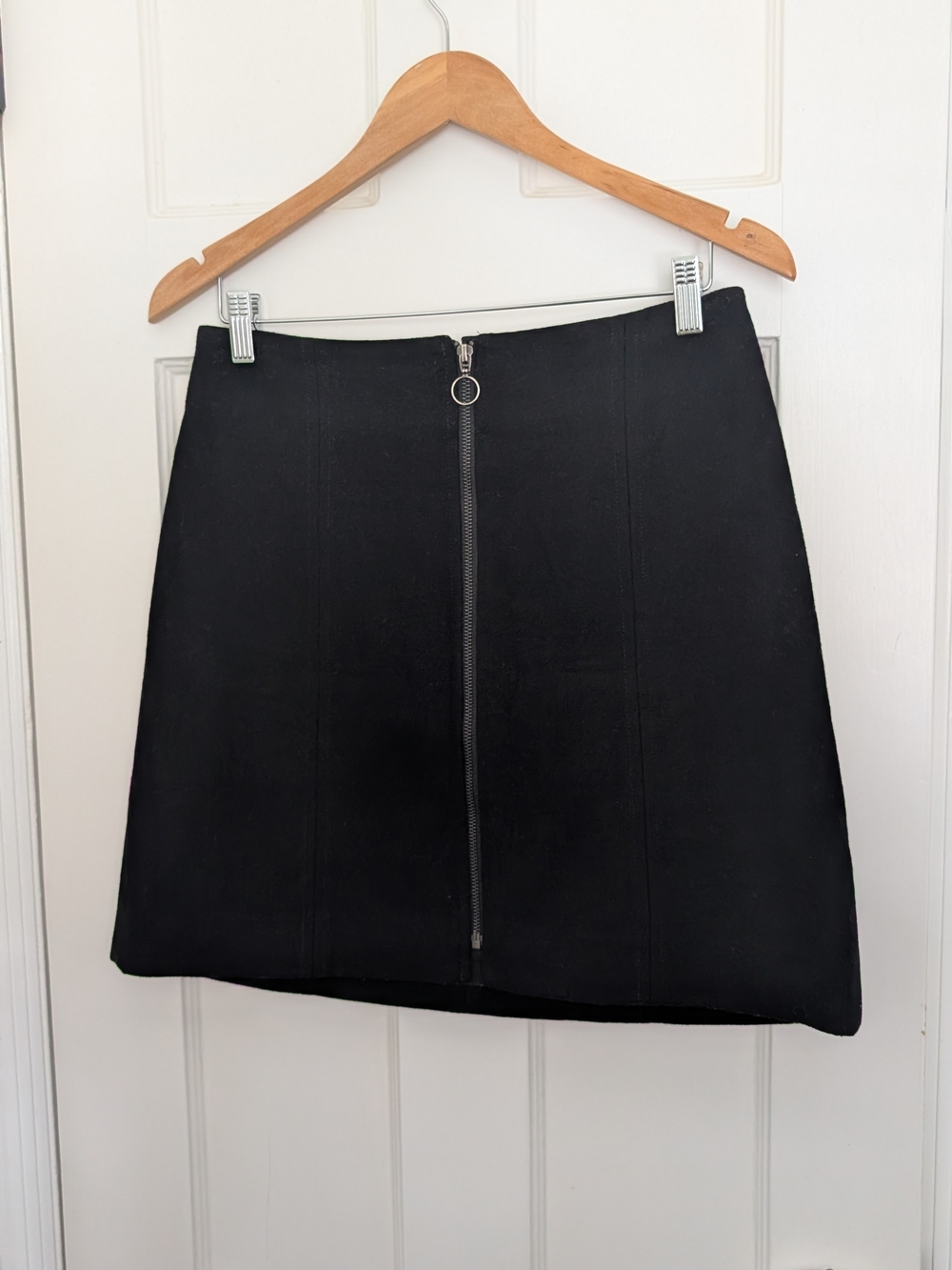 Saba Black Front-Zip Mini Skirt